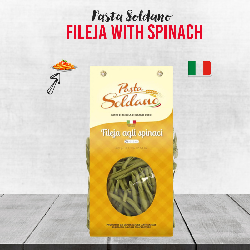 Pasta Soldano Fileja With Spinach - 500g Pasta Soldano Fileja With Spinach - 500g