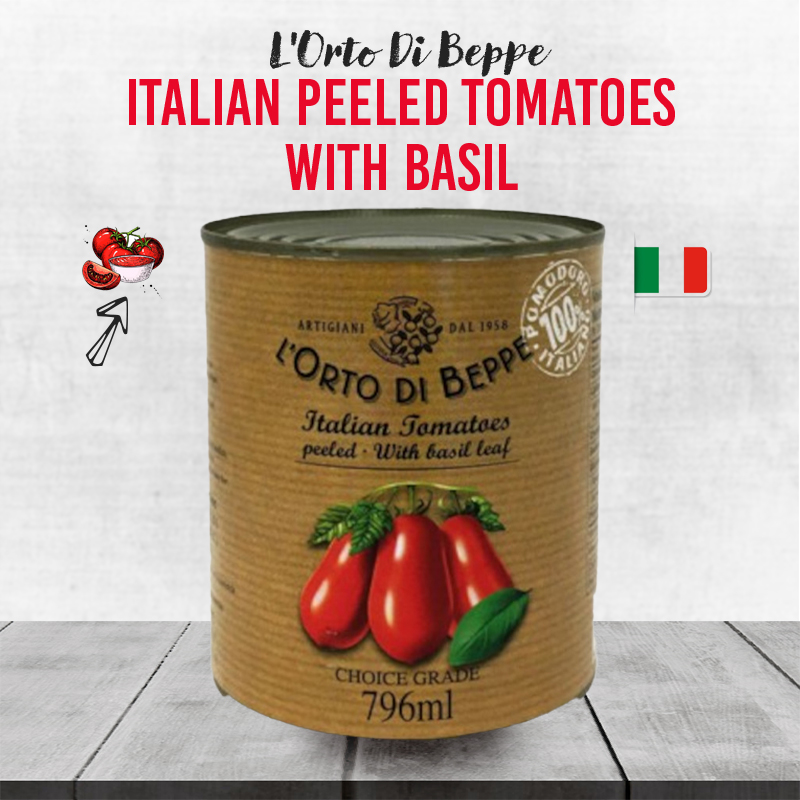 L'Orto Di Beppe Italian Peeled Tomatoes With Basil - 796ml